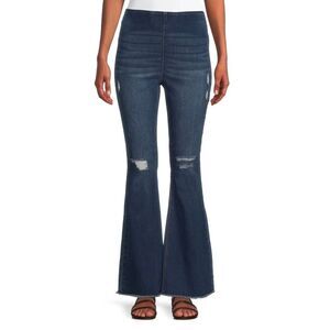 No Boundaries Pull-On Flare Leg Jeans Medium Wash Juniors Size XL (15-17)